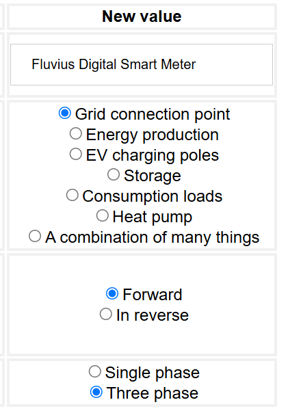 Smart meter settings