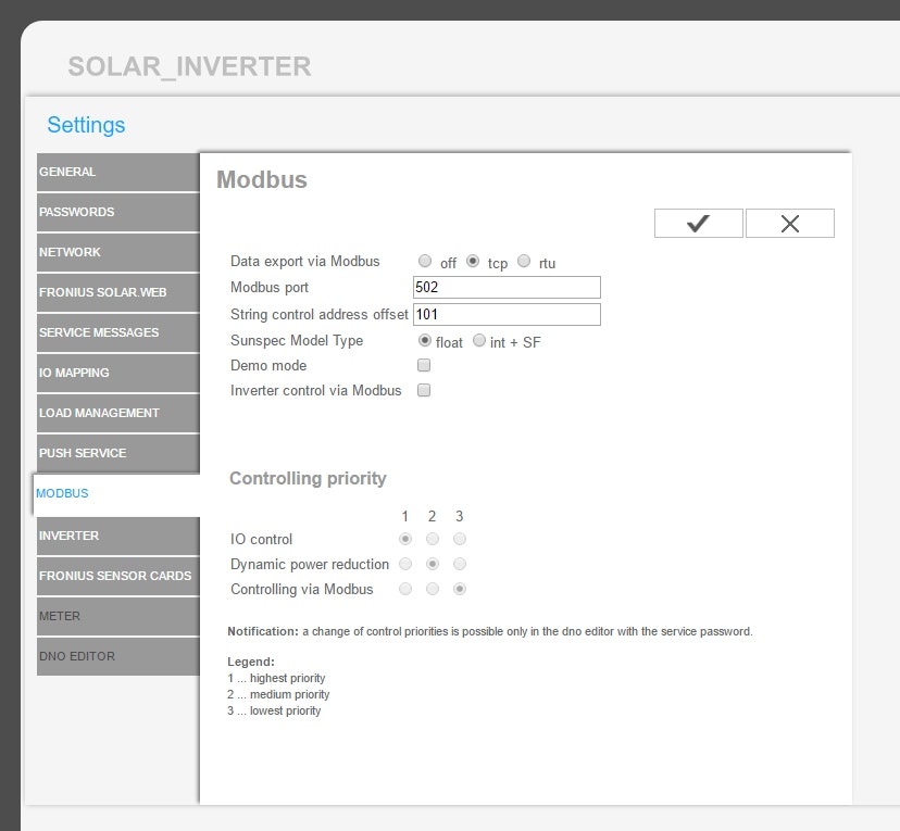 Modbus Settings