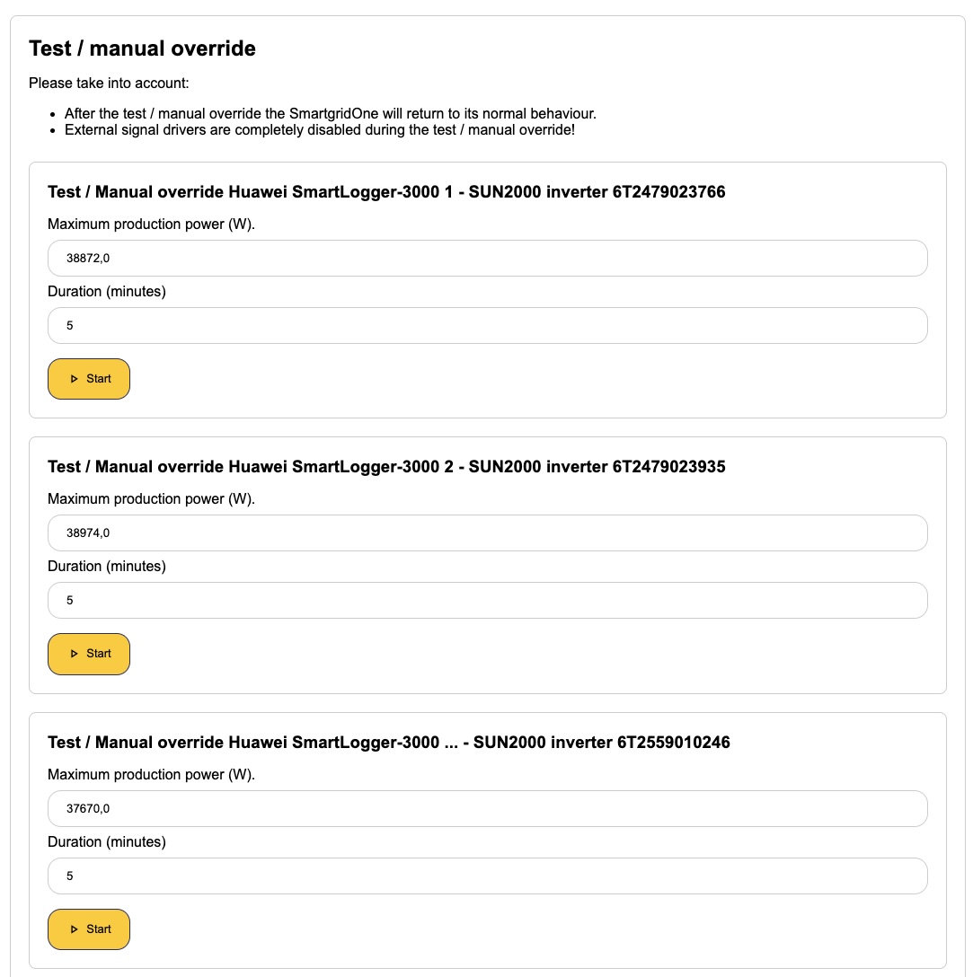 Test / manual override now shows one form per SUN2000 inverter